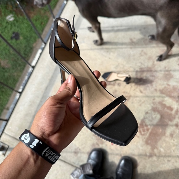 Stuart Weitzman Sandal Heels Black Leather Women's Shoe Size 8 - Picture 6 of 7